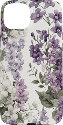 Vista 9 de White Violet Purple Lavender Lilac Floral Funda de flores botánicas para iPhone 17