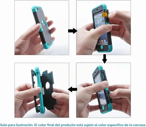 Vista 6 de Wisdompro Funda para iPod Touch 7, para iPod Touch 6, para iPod Touch 5, 3 en 1 híbrida de silicona suave y policarbonato duro Funda protectora