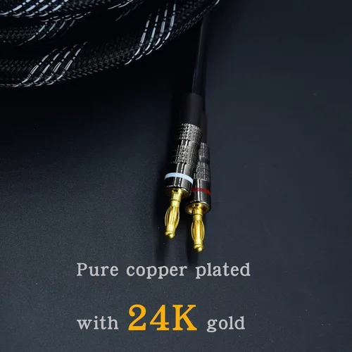 Vista 3 de Arklove 1 unids 10 pies 14 awg de alta calidad de alambre trenzado doble banana a babana chapado en oro cable de altavoz OFC cobre libre de oxígeno