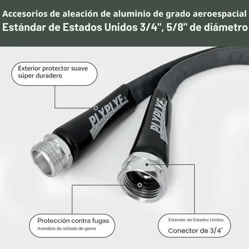 Vista 2 de Manguera de jardín de 25 pies, hecha de TPU (no PVC), manguera de agua ultra ligera y flexible, sin contracción, fácil de almacenar, material seguro