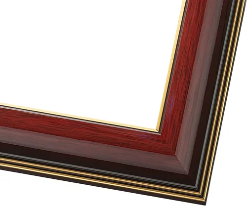Vista 4 de Marco de 6 x 5 pulgadas, color marrón caoba con ribete dorado, ancho del marco de madera maciza de 1.5 pulgadas, profundidad interior de 0.5