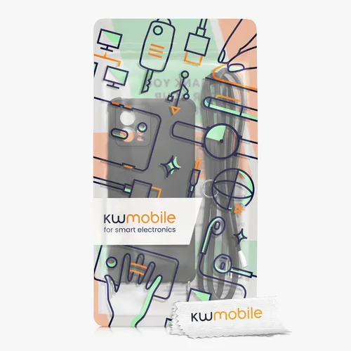 Vista 7 de kwmobile Funda cruzada compatible con Motorola Moto G72 - Funda de silicona TPU con correa - Negro