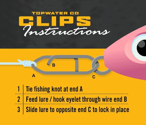 Vista 3 de Clips de pesca de velocidad de Top Water Co. - Acero inoxidable duradero, conector de señuelo rápido (varios tamaños) sizes, break strengths, pack