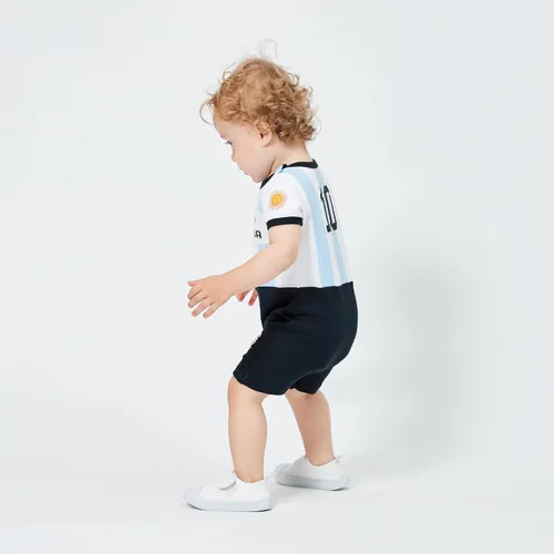 Vista 4 de Cnins Camiseta de fútbol para niños pequeños de 0 a 24 M para fanáticos de los deportes, camiseta de fútbol para niñas recién nacidas, mameluco