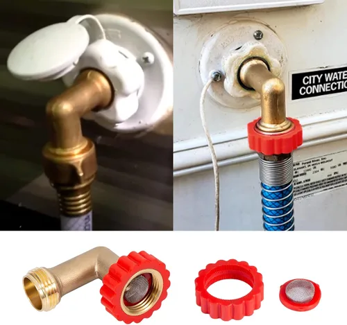 Vista 3 de Protector de manguera de latón sin plomo de 90 grados, adaptador de conexión giratoria rápida de 90°, conector de rosca de tamaño de rosca de 3/4