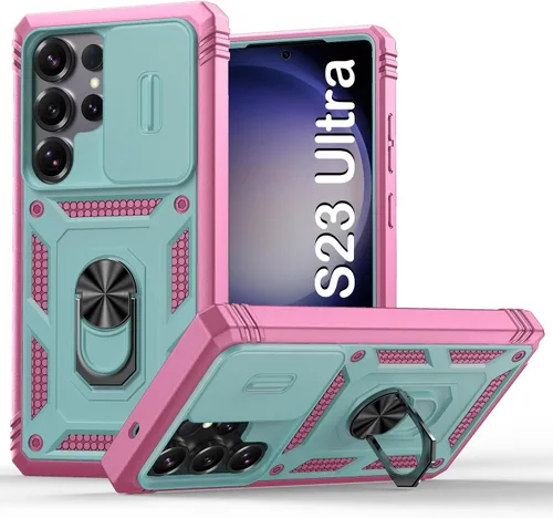 Vista 114 de PASNEW Funda militar para iPhone 13 Pro Max, cubierta de cámara deslizante y soporte de anillo de metal de 360°, carcasa rígida multicapa resistente