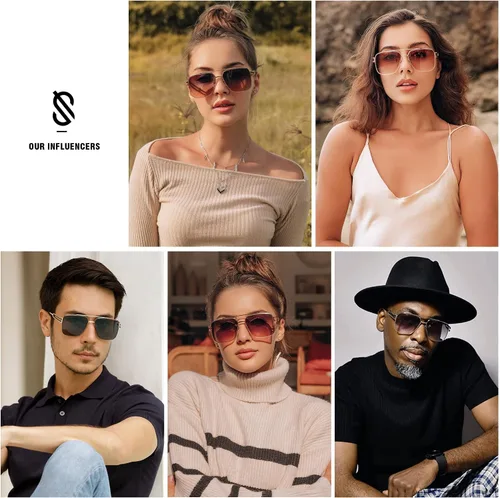 Vista 3 de SOJOS Retro Square Metal Frame Sunglasses for Women Men, Vintage Double Bridge Flat Lens Women Mens Sun Glasses SJ1180