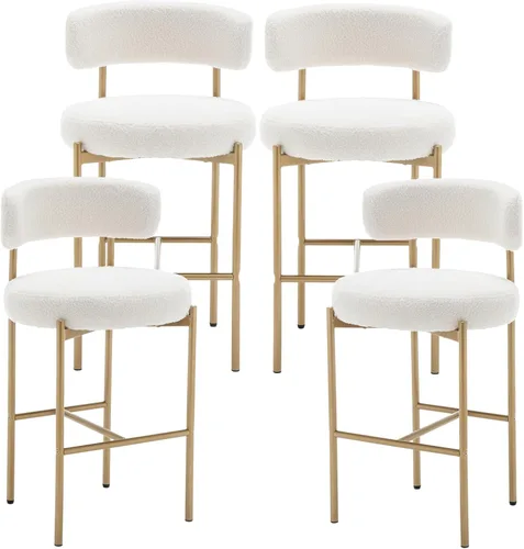 Vista 17 de Canxkun Taburetes de Bar Boucle Juego de 2, 24" Taburetes de Mostrador Modernos con Respaldos, Taburetes de Bar Tapizados para Isla de Cocina, Bar