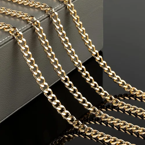 Vista 4 de YOUBEIYEE Cadena chapada en oro de 16.4 pulgadas para hacer joyas, cadena de eslabones de aluminio, collar, pulsera, suministros de joyería con 2.4