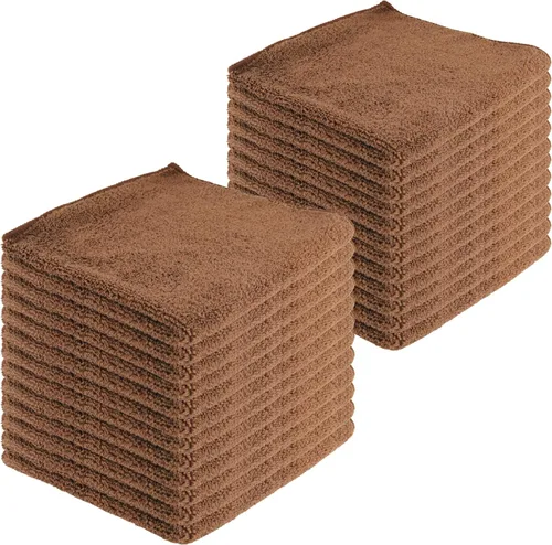 Vista 29 de Toallas de limpieza de microfibra, paquete de 12, 16 x 16 pulgadas, multiusos, más suaves, altamente absorbentes, sin pelusas, reutilizables Negro