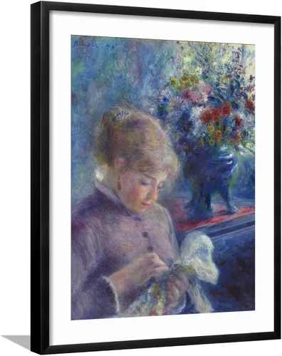 Vista 7 de ART.COM Impresiones artísticas enmarcadas para pared, costura de mujer joven, 1879 por Pierre Auguste Renoir, decoración figurativa, 12 x 16 Marco