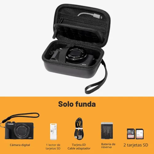 Vista 5 de ProCase Hard Shell Digital Camera Case for Canon G7X Mark III -Black Negro