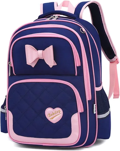 Vista 20 de Juego de 2 mochilas escolares con lazos para niñas y estudiantes, diseño de princesa para escuela primaria, 2pcs Negro-s, 2Pcs BagSet S