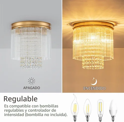 Vista 2 de LumFurn Lámpara de techo moderna de cristal D12 pulgadas, 3 luces elegantes empotradas cerca del techo para cocina, pasillo y dormitorio, 12
