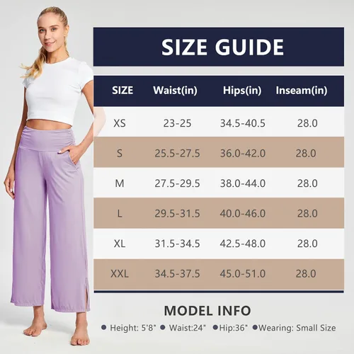 Vista 6 de HARTPOR Pantalones de yoga de pierna ancha para mujer, pantalones palazzo, pantalones casuales de cintura alta, pantalones de pijama cómodos