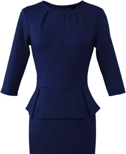 Vista 5 de VFSHOW Vestido de tubo plisado con cuello redondo para mujer, para trabajo, negocios, oficina, bodycon