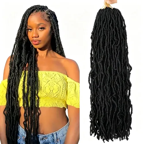 Vista 20 de 6 Paquetes Soft Locs Cabello de Ganchillo Pre Looped Faux Locs Trenzas de Ganchillo Goddess Locs Dreadlocs Cabello Sintético Para Mujeres Negras 1b