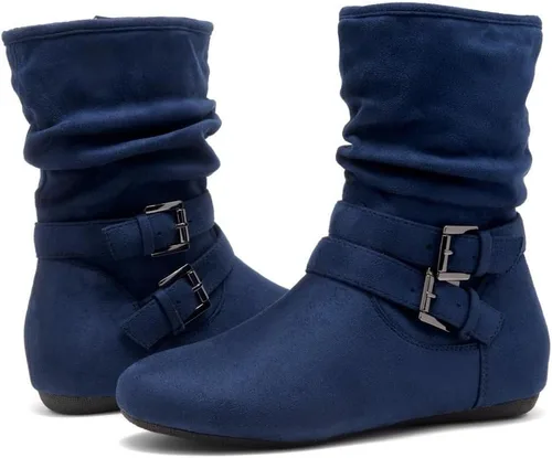 Vista 7 de Herstyle Lindell - Botines planos para mujer, a la moda, holgados, a media pantorrilla