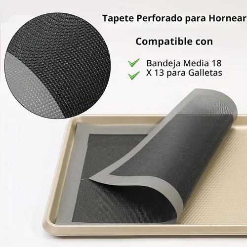 Vista 3 de AMYONE Alfombrillas de Silicona Perforadas para Hornear, 2 PCS Alfombrillas de Malla Gris para Media Bandeja, Forros de Horno Eclair Antiadherentes