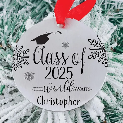 Vista 2 de Clase de 2026 - Adorno personalizado de Navidad de graduación 2026, adorno de Navidad, graduado, universidad, graduación, graduado de escuela