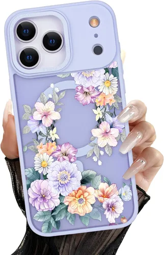Vista 61 de Compatible con el teléfono 13 Pro - Funda magnética mate translúcida, de lujo, a prueba de golpes, magnética y con bonito patrón de flores, carcasa