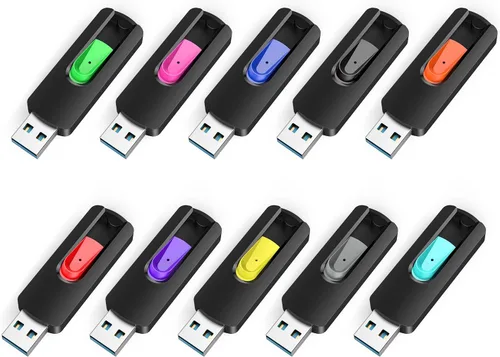Vista 9 de RAOYI 10 unidades de unidades de memoria USB de 4 GB deslizantes retráctiles a granel USB 2.0 pulgar, unidad de salto, unidad de cremallera