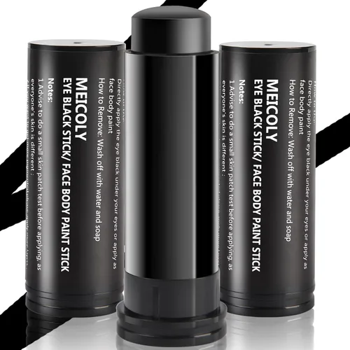 Vista 17 de MEICOLY Pintura facial negra, barra negra para ojos para deportes, béisbol, softbol, fútbol americano, lacrosse, fácil de colorear atletas