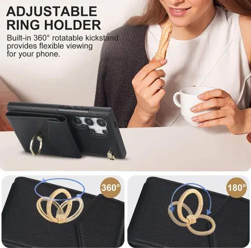 Vista 4 de Asuwish Funda de teléfono para Samsung Galaxy S25 Ultra 5G Mujer Hombre Negro