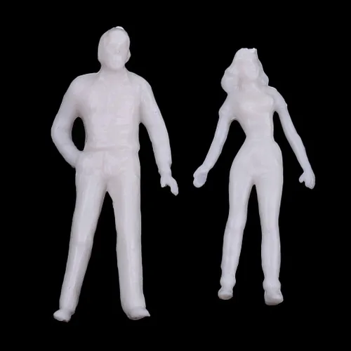 Vista 8 de Yiju 20 piezas de plástico 1:50 simulación mini tren modelo sin pintar personas kit blanco juguete