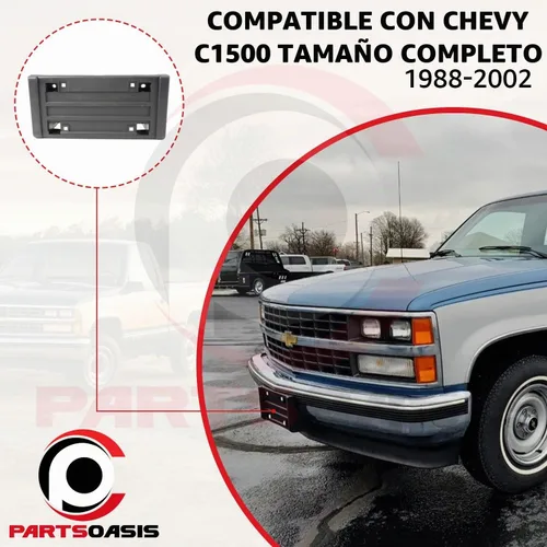 Vista 5 de Nuevo soporte de matrícula frontal de repuesto para Chevy/para GMC C/K Pickup de tamaño completo 1988-2002 con tira de impacto ajuste directo que