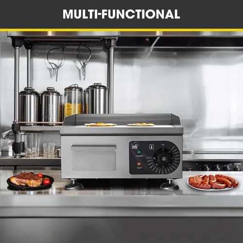 Vista 6 de WeChef - Plancha eléctrica comercial de 14 pulgadas, 1500 W, parrilla de restaurante con parte superior plana, antiadherente, control de temperatura