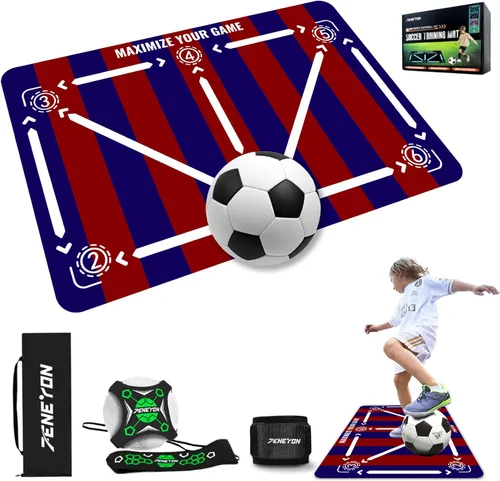 Vista 10 de Soccer Training Equipment,Soccer Training Mat Improve Strength,Agility and Coordination,Anti-Slip Silent Absorption Soccer Footwork Training