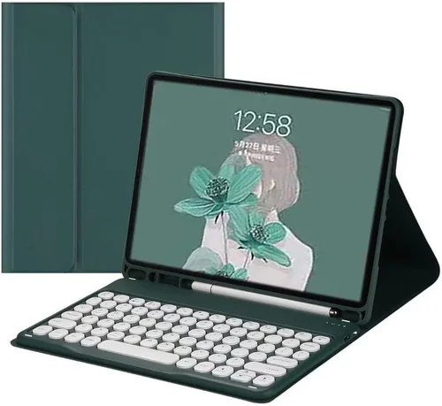 Vista 12 de Funda para teclado Galaxy Tab S6 Lite 2024/2022/2020 con soporte para bolígrafo S, funda magnética desmontable para teclado con teclas redondas