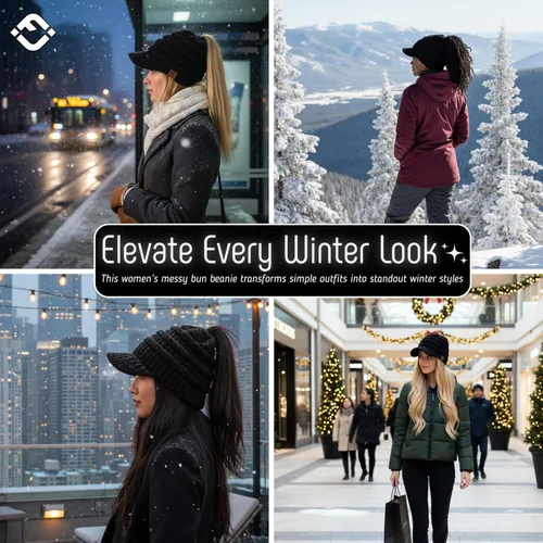 Vista 126 de Funky Junque - Gorro para mujer con ranura para cola de caballo