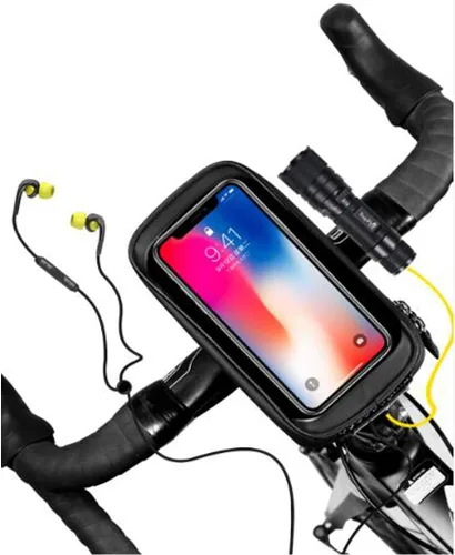 Vista 2 de Bolsa de manillar de bicicleta, resistente al agua, accesorios para manillar de bicicleta, bolsa de tubo frontal superior para bicicleta, soporte