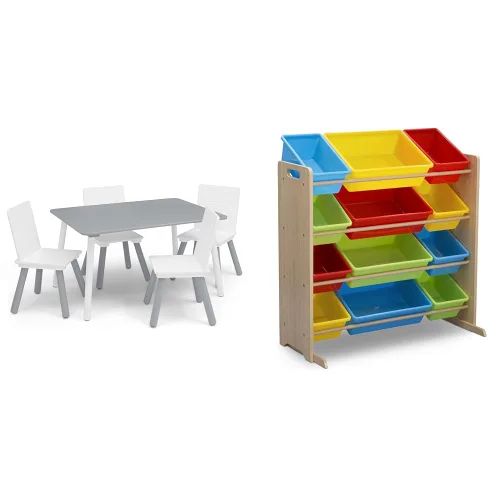 Vista 16 de Delta Children Conjunto de mesa y sillas para niños (4 sillas incluidas), gris/azul