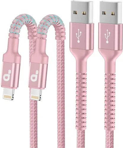 Vista 10 de Cable de carga corto para iPhone de 1 pie, paquete de 2 cables Lightning USB con certificación MFi de Apple, cable de carga para iPhone, cable