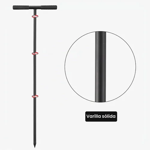 Vista 5 de Varilla de sonda de suelo, varilla de tierra ajustable de 48 pulgadas con mango en T, sonda de suelo de metal para herramienta de plomería