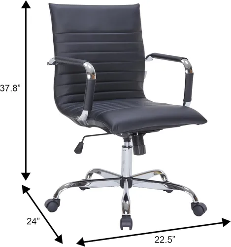Vista 3 de LeisureMod Silla de oficina ejecutiva ergonómica con soporte lumbar, silla de escritorio giratoria de cuero ajustable, silla de computadora
