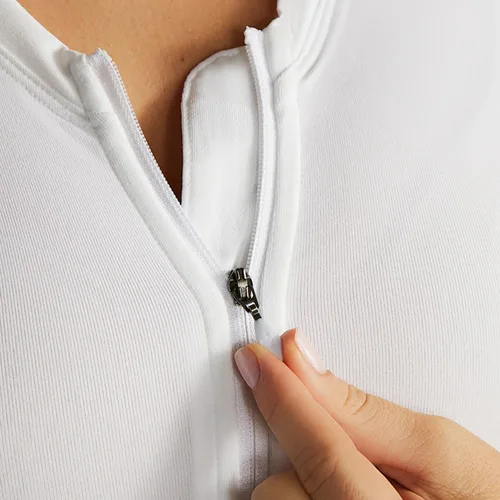 Vista 5 de Tommie Copper Camisa de compresión de manga corta con cuello en V para mujer con cremallera frontal Corrector de postura Soporte de espalda