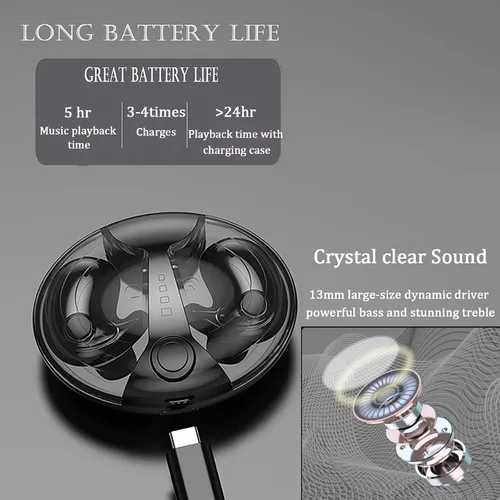 Vista 5 de Xmenha Auriculares ocultos para dormir invisibles inalámbricos Bluetooth ocultos para dormir de lado, micro auriculares inalámbricos Bluetooth