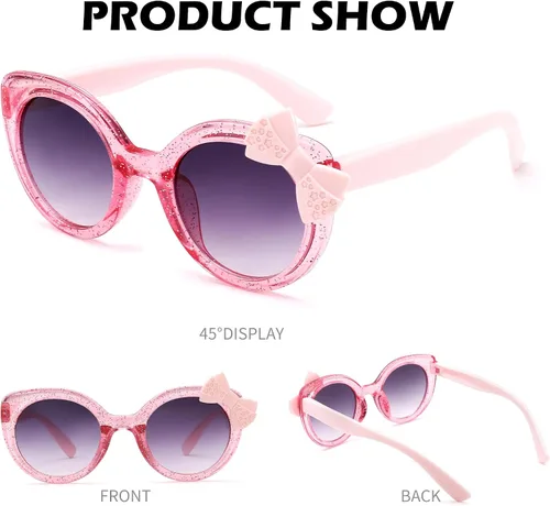 Vista 3 de Bouryo Gafas de sol para niñas con diseño de ojo de gato para niños de 3 a 10 años, protección UV400