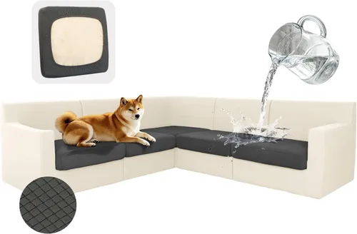 Vista 10 de ALIECOM Fundas 100% impermeables para sofá seccional esquinero en forma de L, fundas de cojín de jacquard elásticas para mascotas y perros