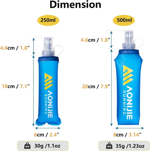 Vista 2 de JEELAD Soft Folding Water Bottles TPU Collapsible Flask Hydration Pack Ideal for Running Hiking Cycling Outdoor
