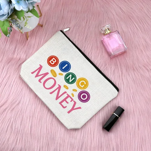 Vista 3 de Regalo de bingo para mujeres, bolsa de maquillaje, regalo para amantes de los juegos de bingo, regalo para amigos, regalo divertido para jugadores