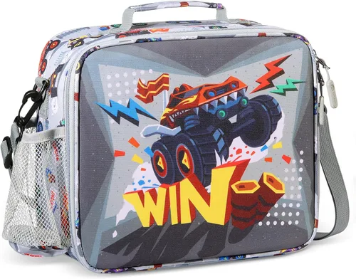 Vista 9 de rockpapa Lonchera infantil para niños con correa, impermeable, resistente a las manchas y al aceite, bolsa de almuerzo aislada, bolsa de almuerzo
