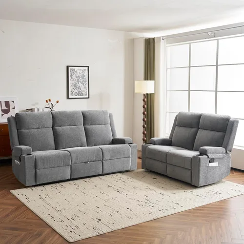 Vista 12 de Sofá biplaza reclinable manual, sofá reclinable de 2 plazas