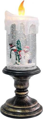 Vista 13 de Eldnacele Velas de Globo de Nieve de Halloween Lámpara Iluminada, Operada con Batería Vela Giratoria Espeluznante de Tornado de Agua Brillante Sin