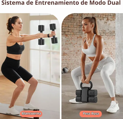 Vista 2 de 2-in-1 Adjustable Dumbbell Set, 4-Level Weights for Women Negro