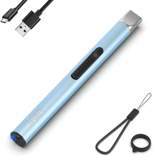 Vista 10 de Encendedor de velas, eléctrico recargable con arco USB, resistente al viento, sin llama, encendedor de plasma de palo largo con cuerda y anillo, sin